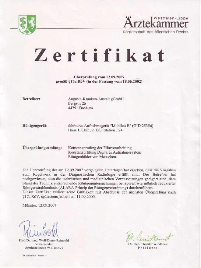 Zertifikat vom 17.07.2006